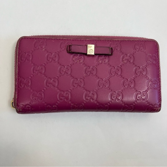 GUCCI Guccissima Signature Bowy Zip Around Wallet Peonia Flower - Picture 2 of 16